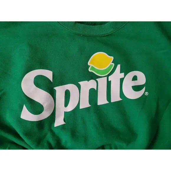 Sprite Lemon Lime Cola Crop Top Sweatshirt Green Crop Medium Halloween Costume - Picture 2 of 8